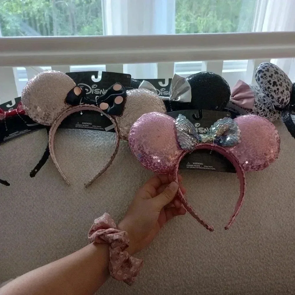 Black silver mini Mickey Mouse girls collector headbands sequins Disney princess